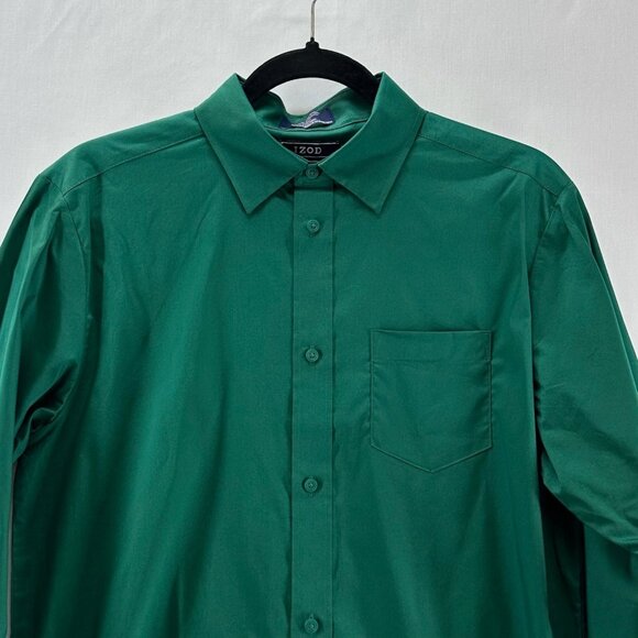 Izod Boys XL 18-20 Button-Down Shirt Stretch Cotton Long Sleeve Collared Green - Picture 3 of 10